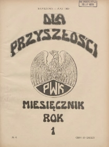 Dla Przyszłości : wydawnictwo Komitetu Społecznego Przysposobienia Kobiet do Obrony Kraju. 1929.05 R.1 Nr4