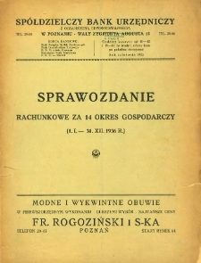 Sprawozdanie rachunkowe za 14 okres gospodarczy (1.I. - 31. XII.1936 r.).