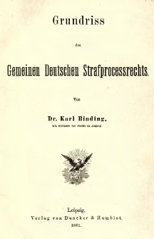 Grundriss des gemeinen deutsches Strafprocessrechts
