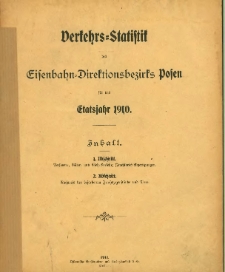 Verkehrs-Statistik für das Etatsjahr 1910.