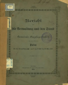 Bericht &uuml;ber die Verwaltung und den Stand der Gemeinde-Angelegenheiten in der Stadt Posen f&uuml;r das Verwaltungsjahr vom 1. April 1884 bis 31. M&auml;rz 1885.