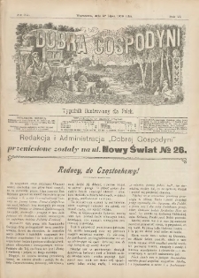 Dobra Gospodyni : pismo tygodniowe ilustrowane dla kobiet. 1906.07.27 R.6 Nr30