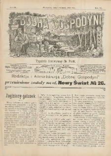 Dobra Gospodyni : pismo tygodniowe ilustrowane dla kobiet. 1906.08.03 R.6 Nr31