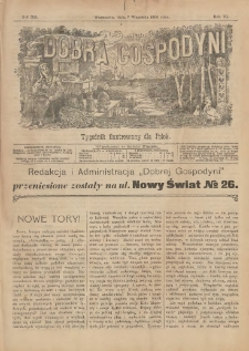 Dobra Gospodyni : pismo tygodniowe ilustrowane dla kobiet. 1906.09.07 R.6 Nr36