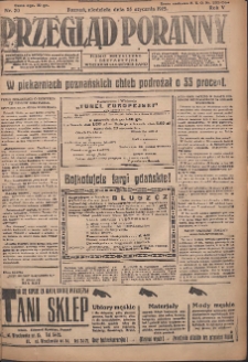 Przegląd Poranny: pismo niezależne i bezpartyjne 1925.01.25 R.5 Nr20