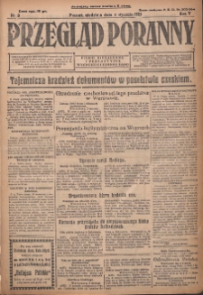Przegląd Poranny: pismo niezależne i bezpartyjne 1925.01.04 R.5 Nr3