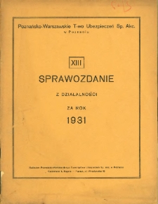 XIII Sprawozdanie z działalności za rok 1931.