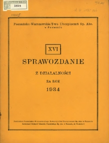 XVI Sprawozdanie z działalności za rok 1934.