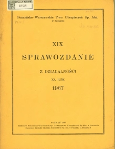 XIX Sprawozdanie z działalności za rok 1937.