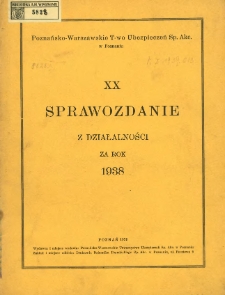 XX Sprawozdanie z działalności za rok 1938.