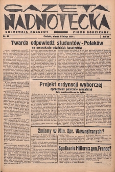 Gazeta Nadnotecka (Orędownik Kresowy): pismo codzienne 1939.02.21 R.19 Nr42
