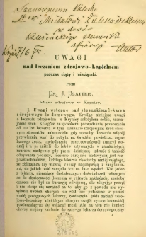 Uwagi nad leczeniem zdrojowo-kąpielnem podczas ciąży i miesiączki