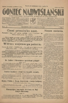 Goniec Nadwiślański: pismo codzienne poświęcone interesom stanu średniego 1925.10.06 R.1 Nr4