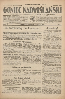Goniec Nadwiślański: pismo codzienne poświęcone interesom stanu średniego 1925.10.11 R.1 Nr9