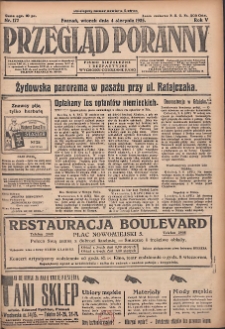Przegląd Poranny: pismo niezależne i bezpartyjne 1925.08.04 R.5 Nr177