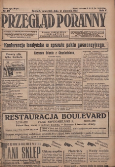 Przegląd Poranny: pismo niezależne i bezpartyjne 1925.08.13 R.5 Nr185