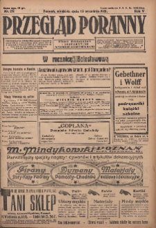 Przegląd Poranny: pismo niezależne i bezpartyjne 1925.09.13 R.5 Nr211