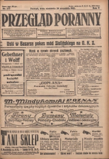 Przegląd Poranny: pismo niezależne i bezpartyjne 1925.09.20 R.5 Nr217