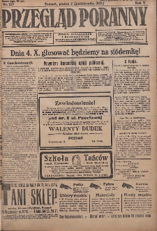 Przegląd Poranny: pismo niezależne i bezpartyjne 1925.10.02 R.5 Nr227