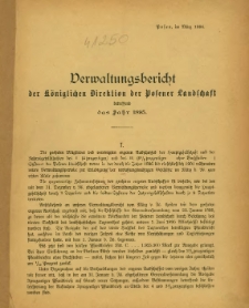 Verwaltungsbericht der K&ouml;niglichen Direktion der Posener Landschaft betreffend das Jahr 1895.