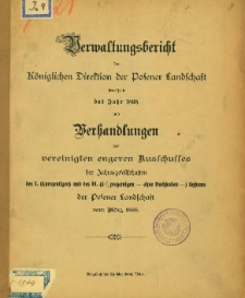 Verwaltungsbericht der Königlichen Direktion der Posener Landschaft betreffend das Jahr 1898.