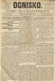 Ognisko: pismo dla wszystkich. 1874.04.08 nr3