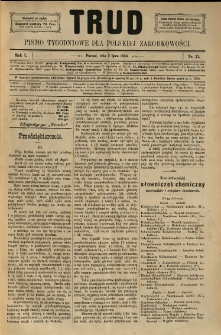 Trud: pismo tygodniowe dla polskiej zarobkowości. 1886.07.02 nr 27