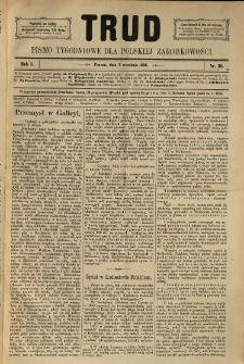 Trud: pismo tygodniowe dla polskiej zarobkowości. 1886.09.03 nr 36