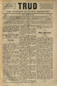 Trud: pismo tygodniowe dla polskiej zarobkowości. 1886.02.26 nr 9