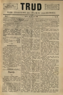 Trud: pismo tygodniowe dla polskiej zarobkowości. 1886.03.26 nr 13