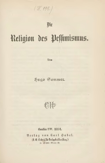 Die Religion des Pessimismus