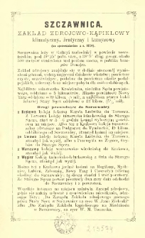 Szczawnica : zakład zdrojowo-kąpielowy, klimatyczny, żentyczny i kumysowy : (ze sprawozdaniem z r. 1884).