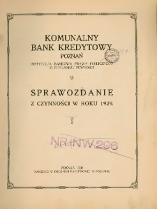 Sprawozdanie z czynności w roku 1929.