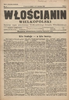 Włościanin Wielkopolski: naczelny organ Zawodowego Wielkopolskiego Związku Włościańskiego 1929.04.14 R.1 Nr3