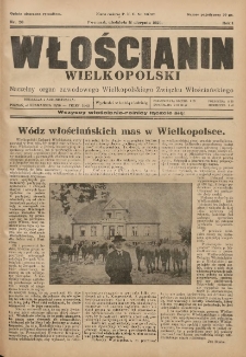 Włościanin Wielkopolski: naczelny organ Zawodowego Wielkopolskiego Związku Włościańskiego 1929.08.11 R.1 Nr20