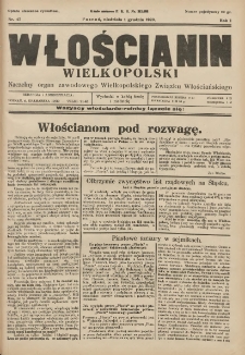 Włościanin Wielkopolski: naczelny organ Zawodowego Wielkopolskiego Związku Włościańskiego 1929.12.01 R.1 Nr47