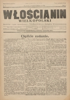 Włościanin Wielkopolski: naczelny organ Zawodowego Wielkopolskiego Związku Włościańskiego 1930.01.05 R.2 Nr2