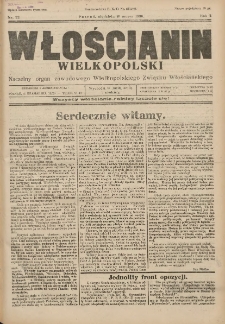 Włościanin Wielkopolski: naczelny organ Zawodowego Wielkopolskiego Związku Włościańskiego 1930.03.16 R.2 Nr22