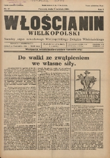 Włościanin Wielkopolski: naczelny organ Zawodowego Wielkopolskiego Związku Włościańskiego 1930.04.02 R.2 Nr27