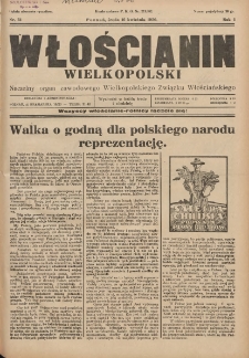 Włościanin Wielkopolski: naczelny organ Zawodowego Wielkopolskiego Związku Włościańskiego 1930.04.16 R.2 Nr31