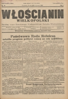 Włościanin Wielkopolski: naczelny organ Zawodowego Wielkopolskiego Związku Włościańskiego 1930.06.22 R.2 Nr48