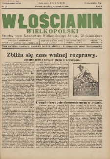 Włościanin Wielkopolski: naczelny organ Zawodowego Wielkopolskiego Związku Włościańskiego 1930.09.14 R.2 Nr72