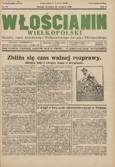 Włościanin Wielkopolski: naczelny organ Zawodowego Wielkopolskiego Związku Włościańskiego 1930.09.14 R.2 Nr72