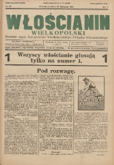 Włościanin Wielkopolski: naczelny organ Zawodowego Wielkopolskiego Związku Włościańskiego 1930.11.23 R.2 Nr92