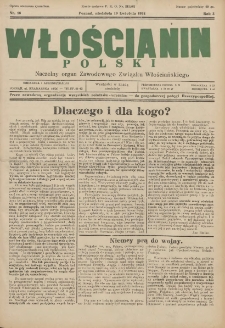 Włościanin Polski: naczelny organ Zawodowego Związku Włościańskiegoj 1931.04.19 R.3 Nr16