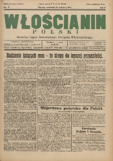 Włościanin Polski: naczelny organ Zawodowego Związku Włościańskiegoj 1931.04.26 R.3 Nr17