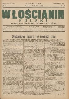 Włościanin Polski: naczelny organ Zawodowego Związku Włościańskiego 1931.07.12 R.3 Nr28