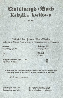 Szczeg&oacute;łowy Statut Towarzystwa ku wspieraniu ubogich i biednych w mieście Poznaniu tyczący się urządzeń mających na celu zaprowadzenie oszczędności w klassie roboczej