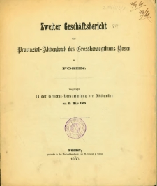 Zweiter Geschäftsbericht der Provinzial-Aktienbank des Grossherzogthums Posen in Posen [1859].