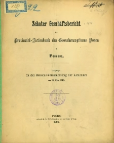 Zehnter Geschäftsbericht der Provinzial-Aktienbank des Grossherzogthums Posen in Posen [1867].
